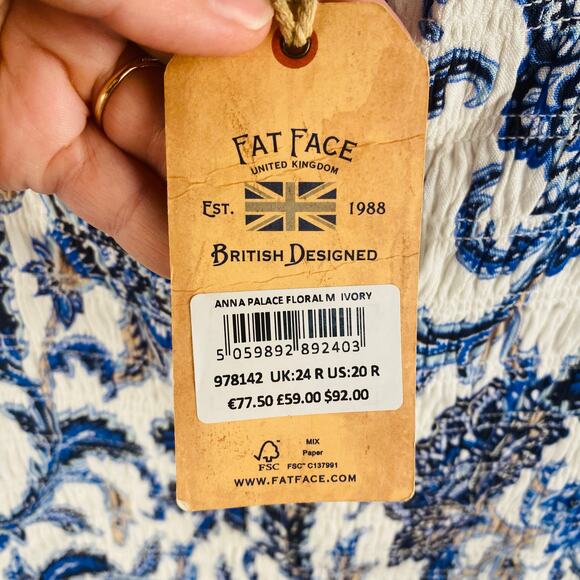 Fat Face Anna Palace Floral Peasant Midi Dress Cottage Boho Vacation Size 20 NWT - Picture 7 of 10